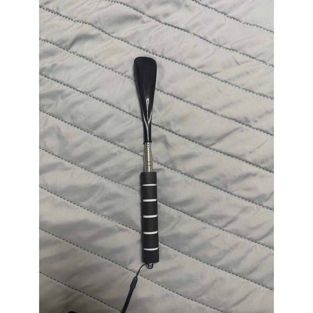 Unbranded Telescopic Long Handle Shoe Horn Stainless Steel Black Foam Grip